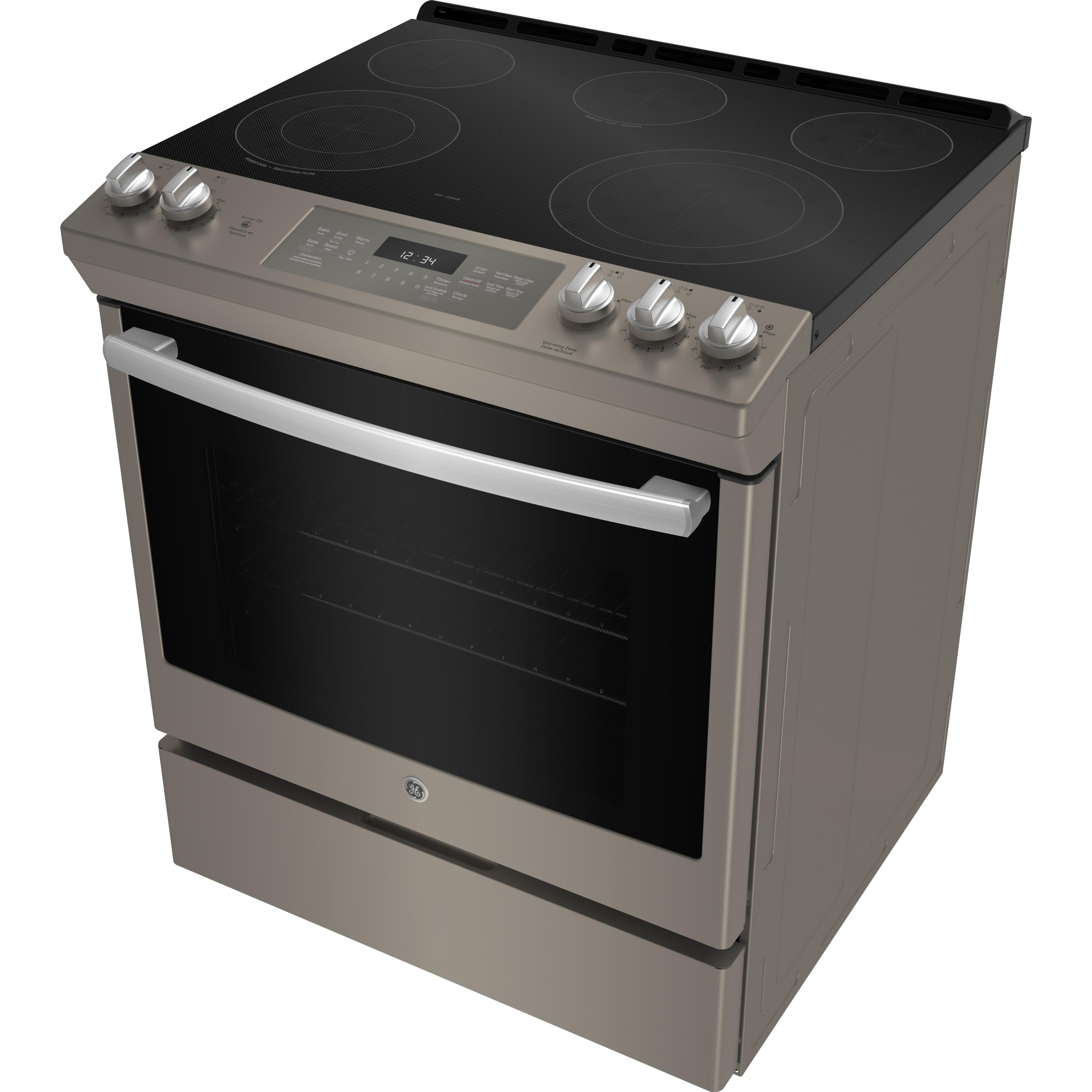 GE 30-inch Slide-in Electric Range with Self-cleaning oven and steam clean option JCS840EMES