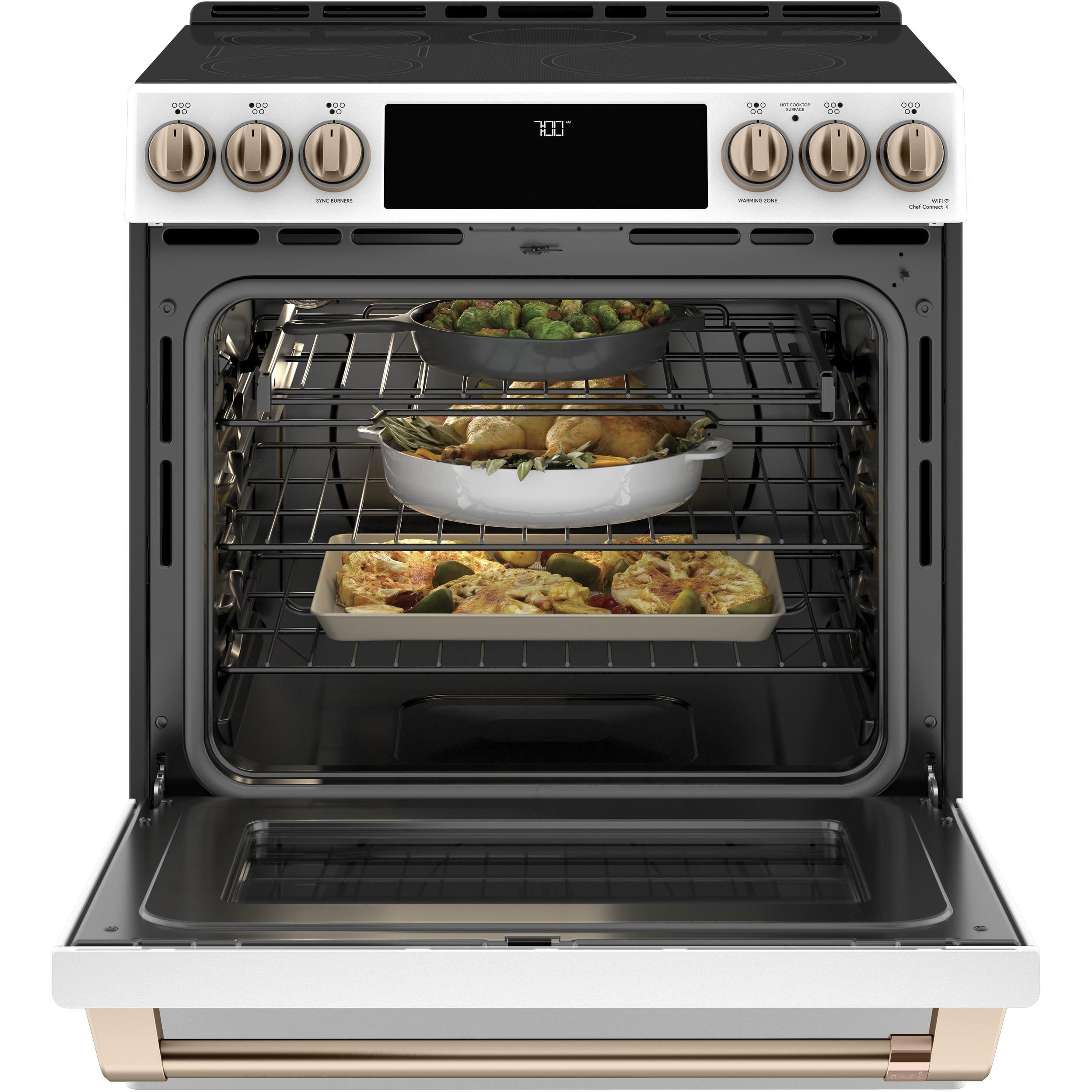 Café 30-inch Slide-in Electric Range with Warming Drawer CES700P4MW2