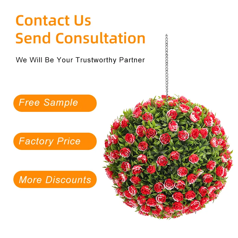 Q15A Wedding Supplies Faux Plant Ball Plastic Red Rose Hanging Artificial Flower Ball for Party Decor