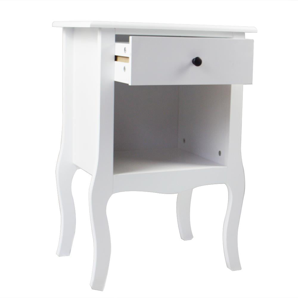 UBesGoo Nightstand, Night Table with 1 Drawer and 1 Open Shelf, Bedside Table, Wooden End Table, White