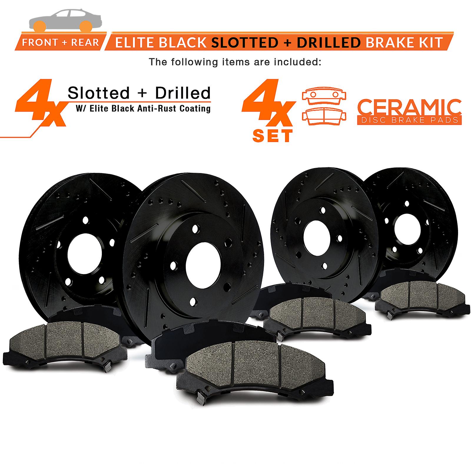 [Front + Rear] Rotors w/Ceramic Pads Elite Brakes (Fits 2008 2009 2010 Sonata)