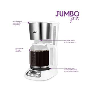 Salton Jumbo Java 14 Cup White Coffee Maker FC1667WH