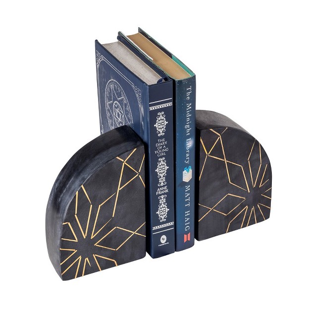 Gauri Kohli Enchant Black Marble Bookends Set Of 2