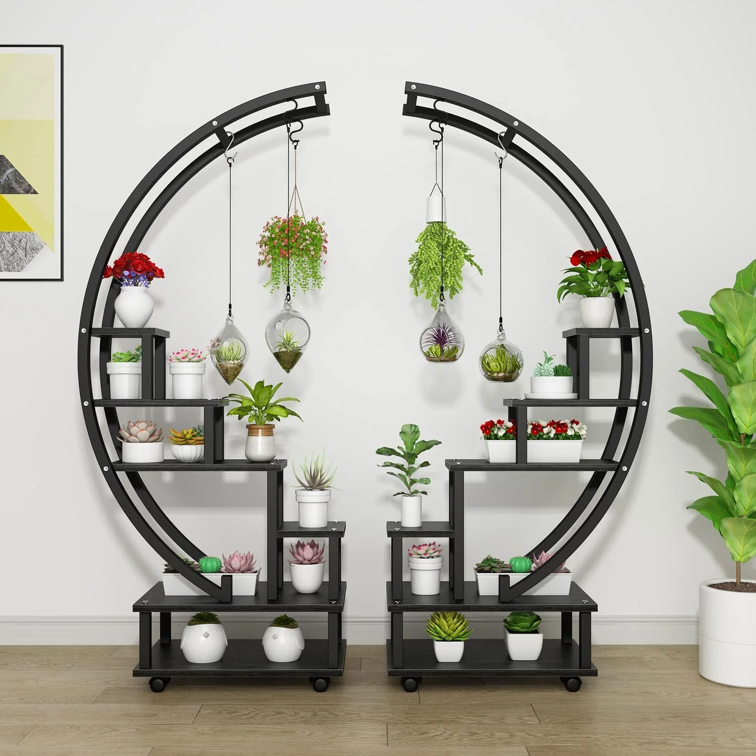 Metal Plant Stand Indoor with Wheels, Creative Heart Shape Plant Shelf Holder, 6 Tier Tall Plant Stand for Indoor Plants Multiple Plant Rack for Home Decor, Balcony, Patio, Garden.Extra Gardening Tools &Screwdriver Drill Bit as gifts