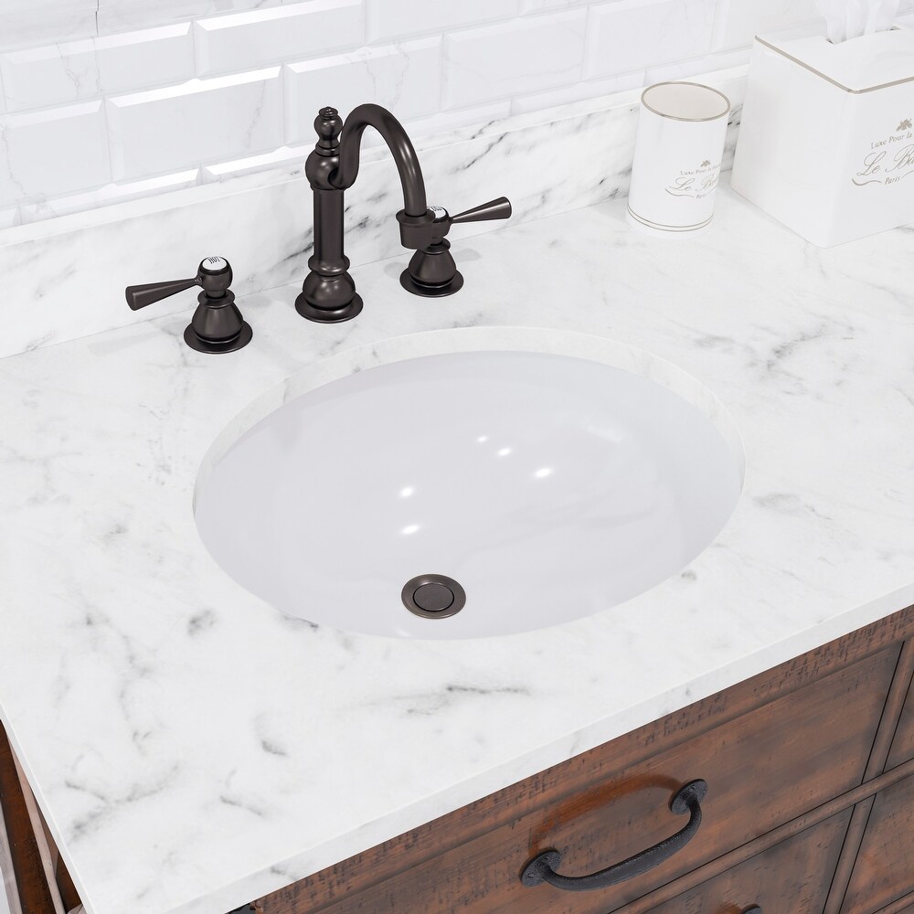 Aberdeen Carrara Marble Countertop Vanity in with Mirror and Faucet