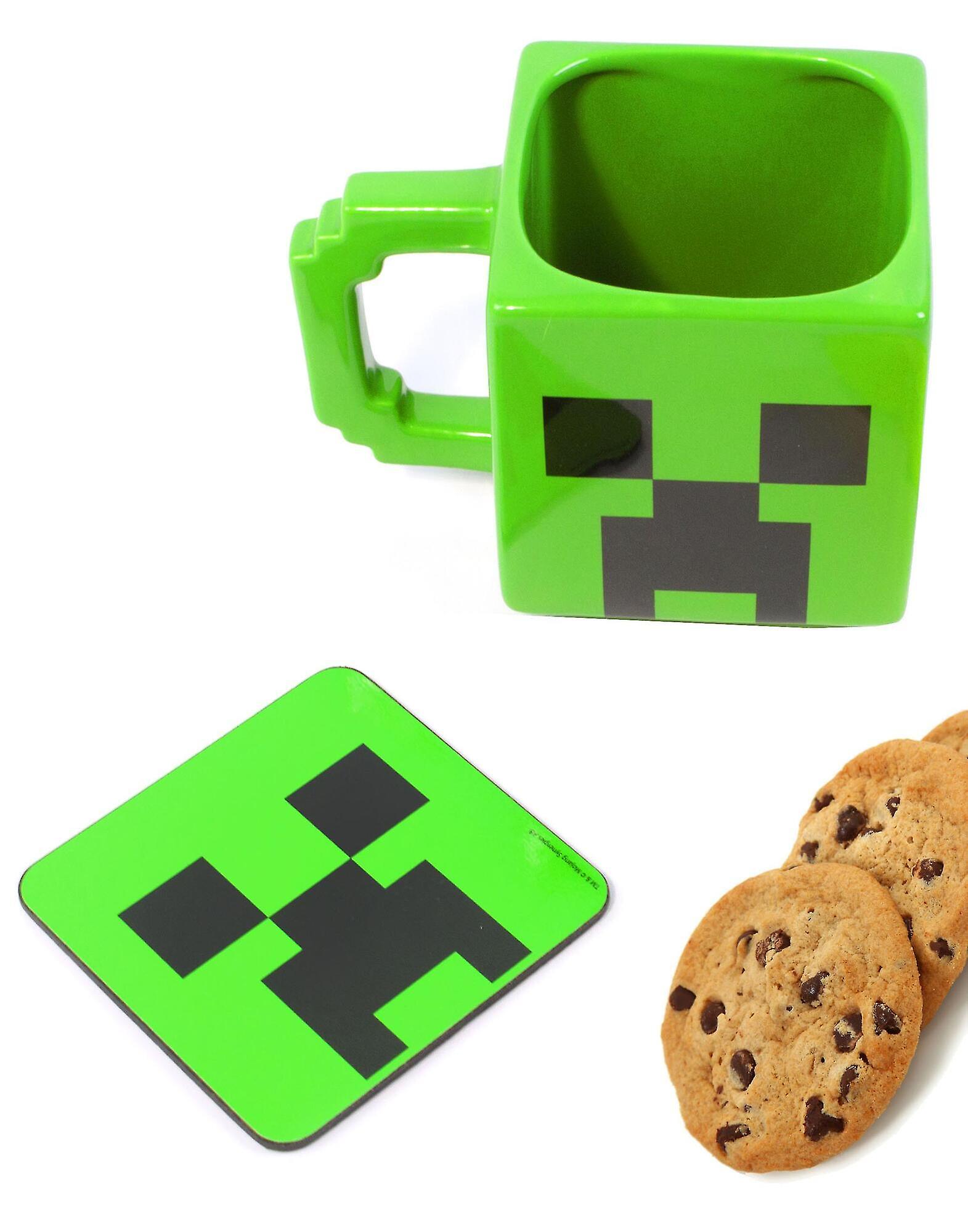 Minecraft Face Creeper Mug and Coaster Set