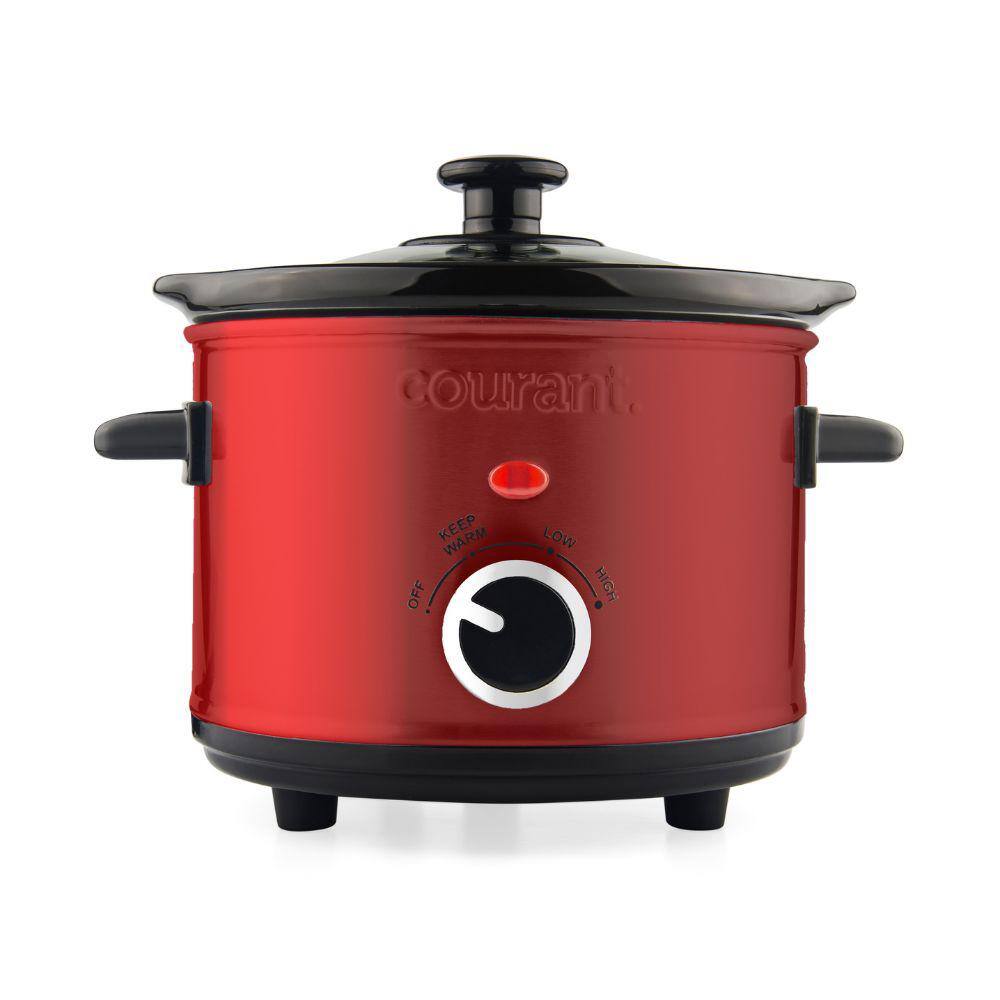 Courant 1.6 qt. Red Mini Slow Cooker with 3-Cooking Settings MCSC1524R974