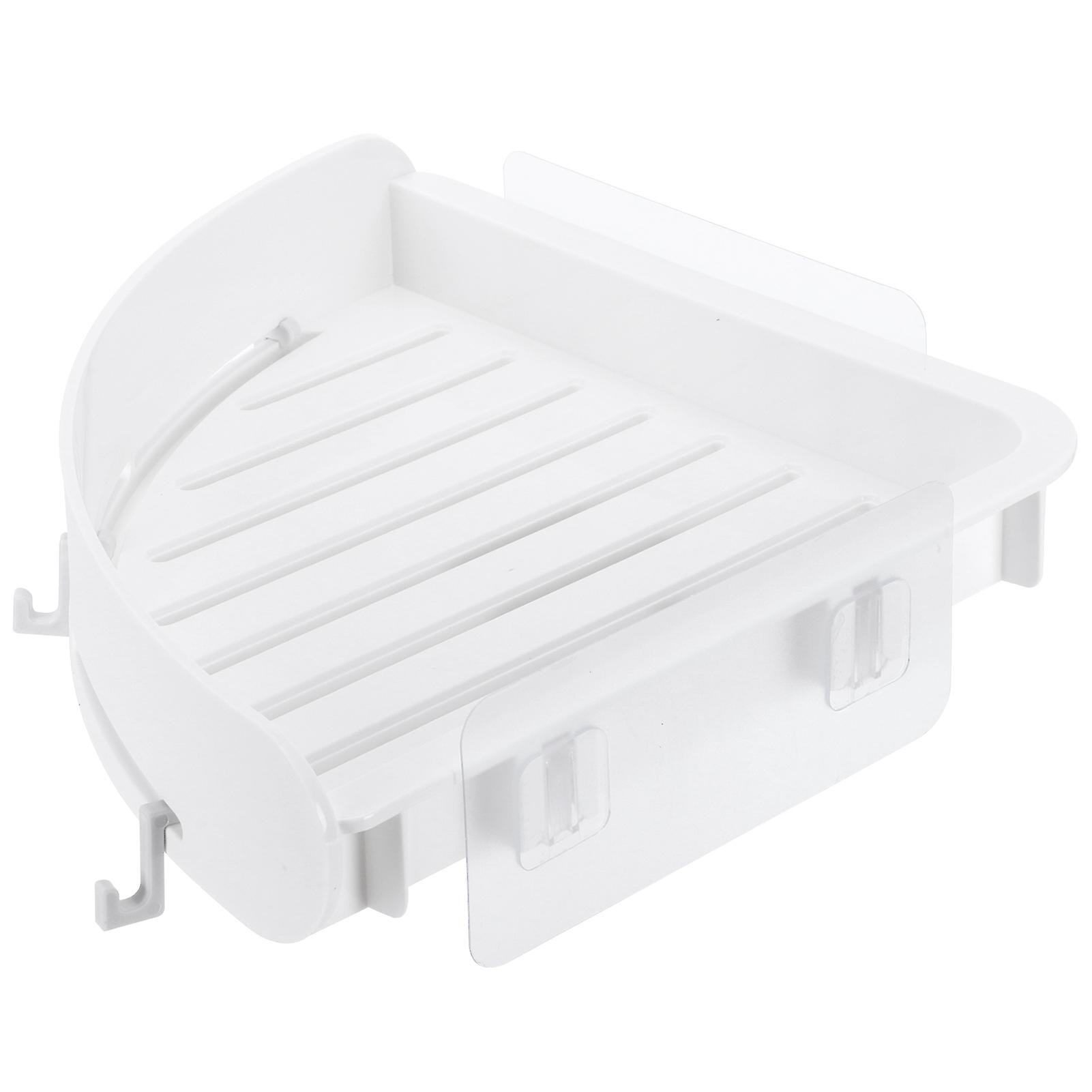 Bathroom Shelf Organizer No-punching Corner Shelf Shampoo Holder Storage Rack With Hookwhite