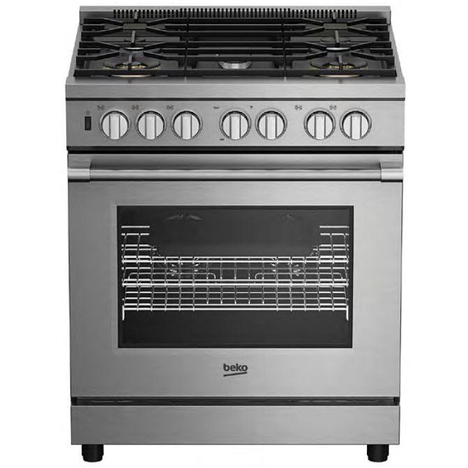 beko 30-inch Freestanding Gas Range with Twin Turbo Convection Technology PRGR34552SS