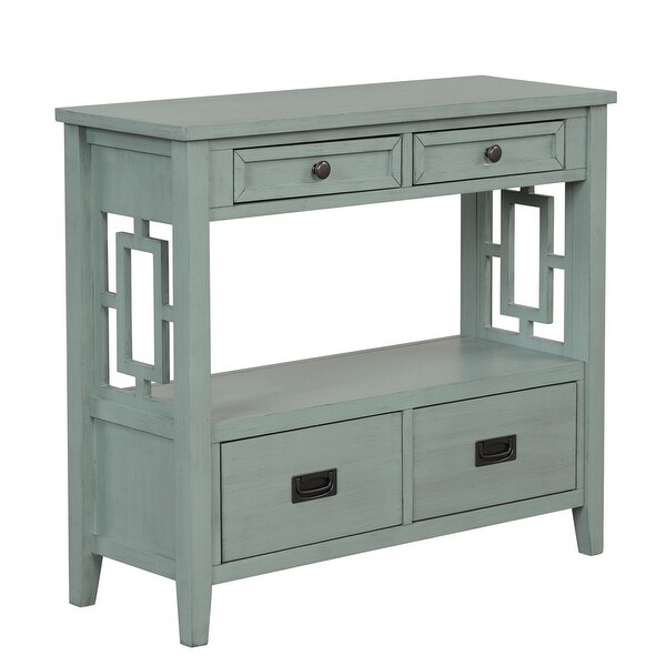 Console Table with 4 Drawers and 1 Storage Shelf for Living Room