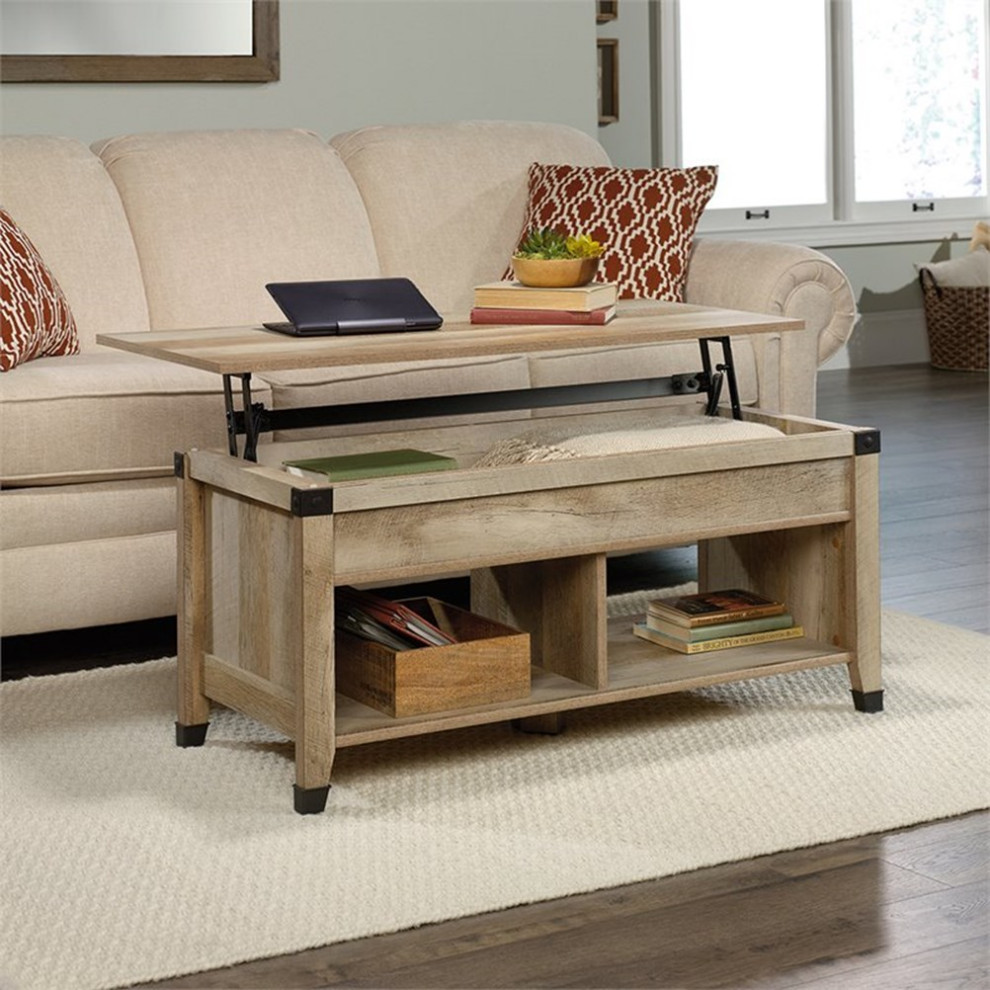 Sauder Carson Forge Engineered Wood/Metal Lift Top Coffee Table in Lintel Oak   Transitional   Coffee Tables   by Homesquare  Houzz