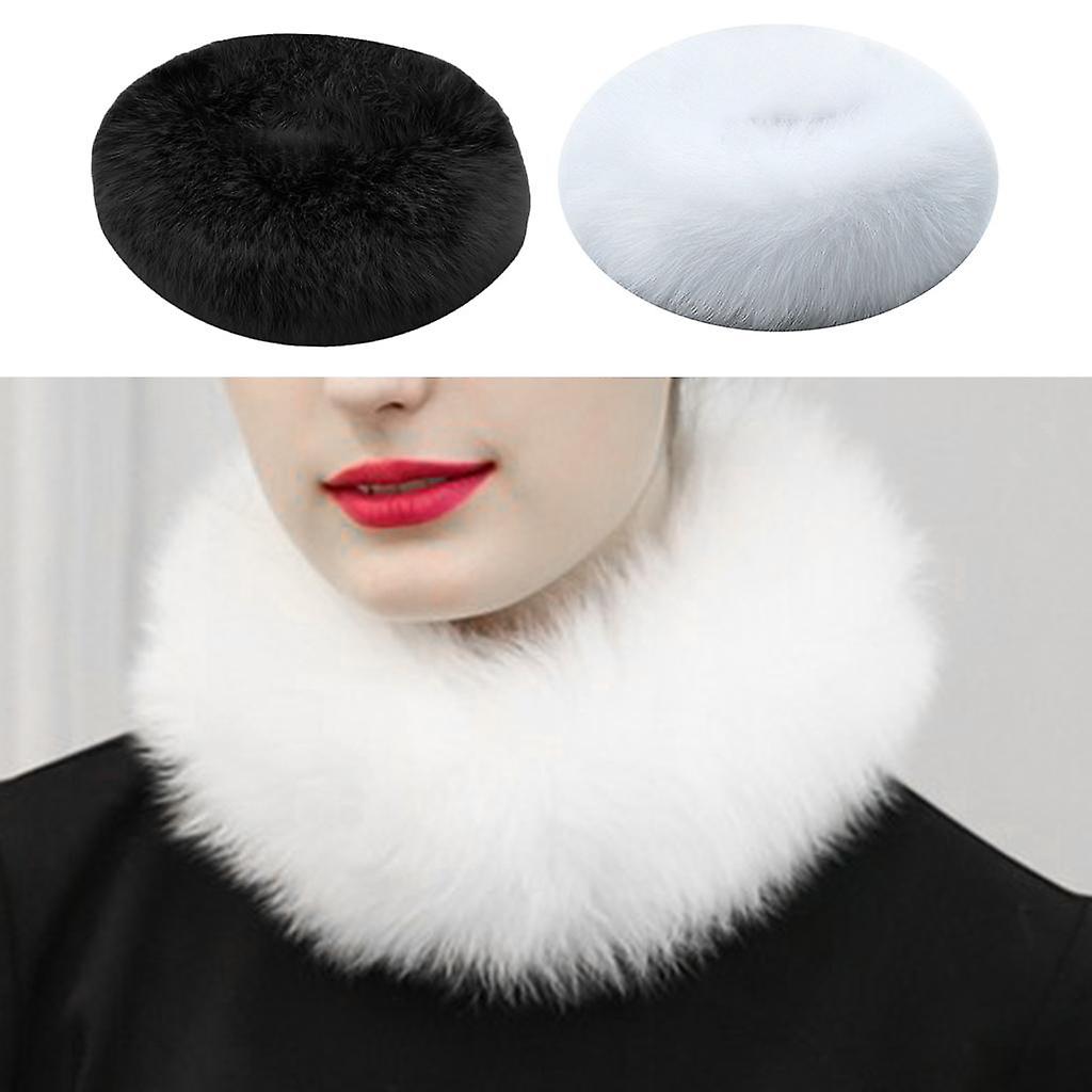 2pcs Womens Faux Fur  Collar Detachable Neck Warmer Stole Scarf Shawl