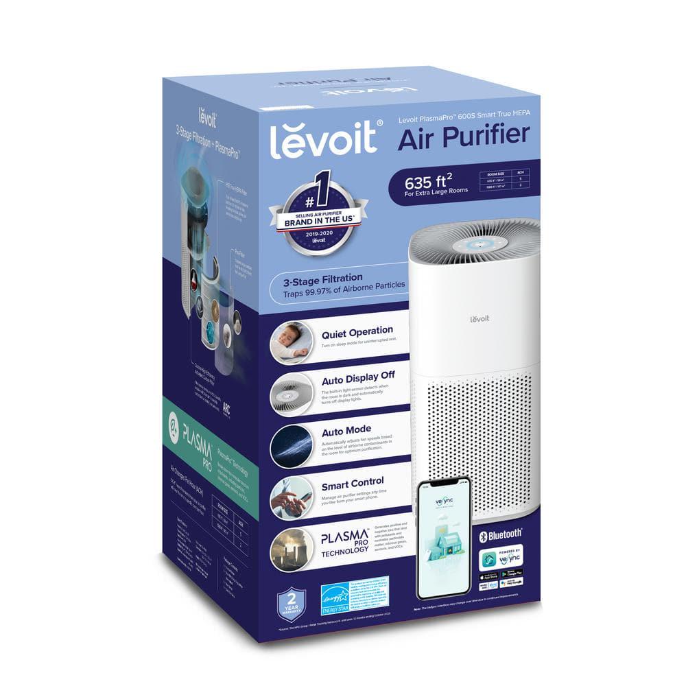 LEVOIT PlasmaPro 600S Smart True 635 sqft White Panel HEPA Air Purifier