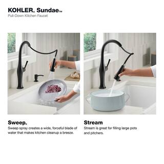 KOHLER Sundae Single-Handle Pull Down Sprayer Kitchen Faucet in Matte Black K-R29475-SD-BL