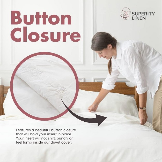 Superity Button Closure 100 Cotton Duvet Cover White