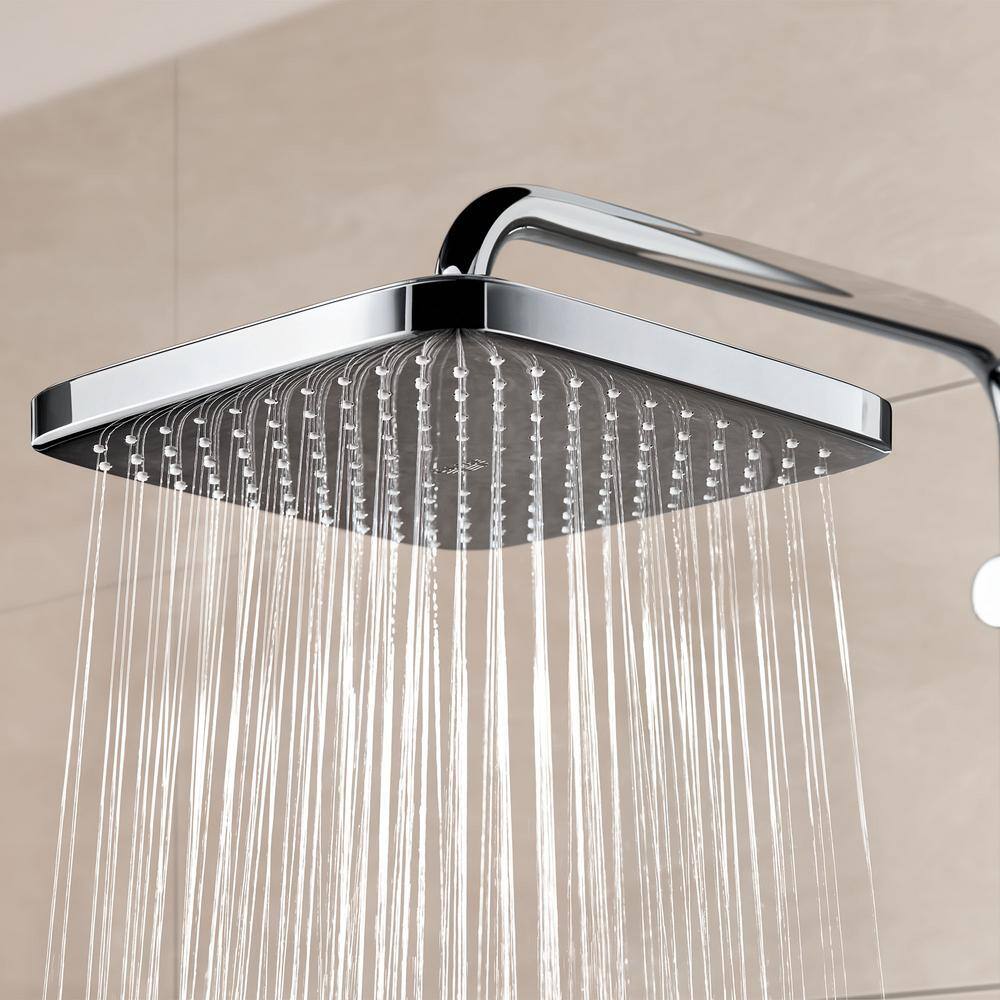 GROHE Tempesta 1-Spray Patterns with 1.75 GPM 10 in. H Cube Wall Mount Rain Fixed Shower Head in StarLight Chrome 26718000