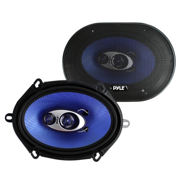 600 Watts 3 way Car Coaxial Speakers Stereo Blue Four