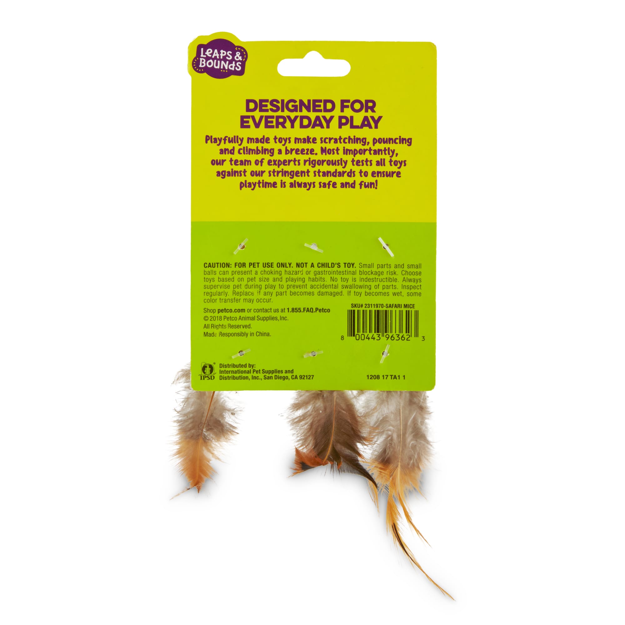 Leaps  Bounds Safari Mice Cat Toys with Catnip， Pack of 3