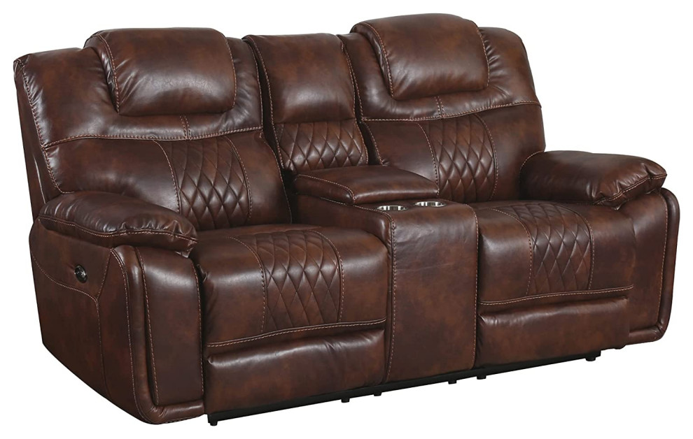 Transitional Theater Seating  Breathable Faux Leather Upholstery  amp2 Cup Holders   Transitional   Theater Seating   by Decor Love  Houzz