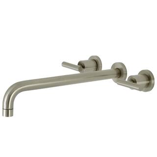 Kingston Brass Manhattan 2-Handle Wall Mount Tub Faucet in Brushed Nickel (Valve Included) HKS8048CML