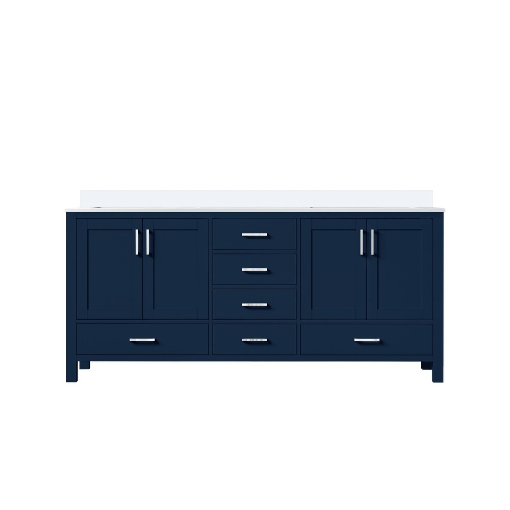 Jacques 72 in. W x 22 in. D Navy Blue Double Bath Vanity and White Quartz Top