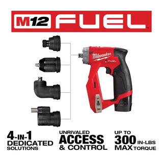 MW M12 FUEL 12V Cordless 4-in-1 Installation 38 in. Drill Driver Kit with M12 23-Gauge Lithium-Ion Cordless Pin Nailer 2505-22-2540-20