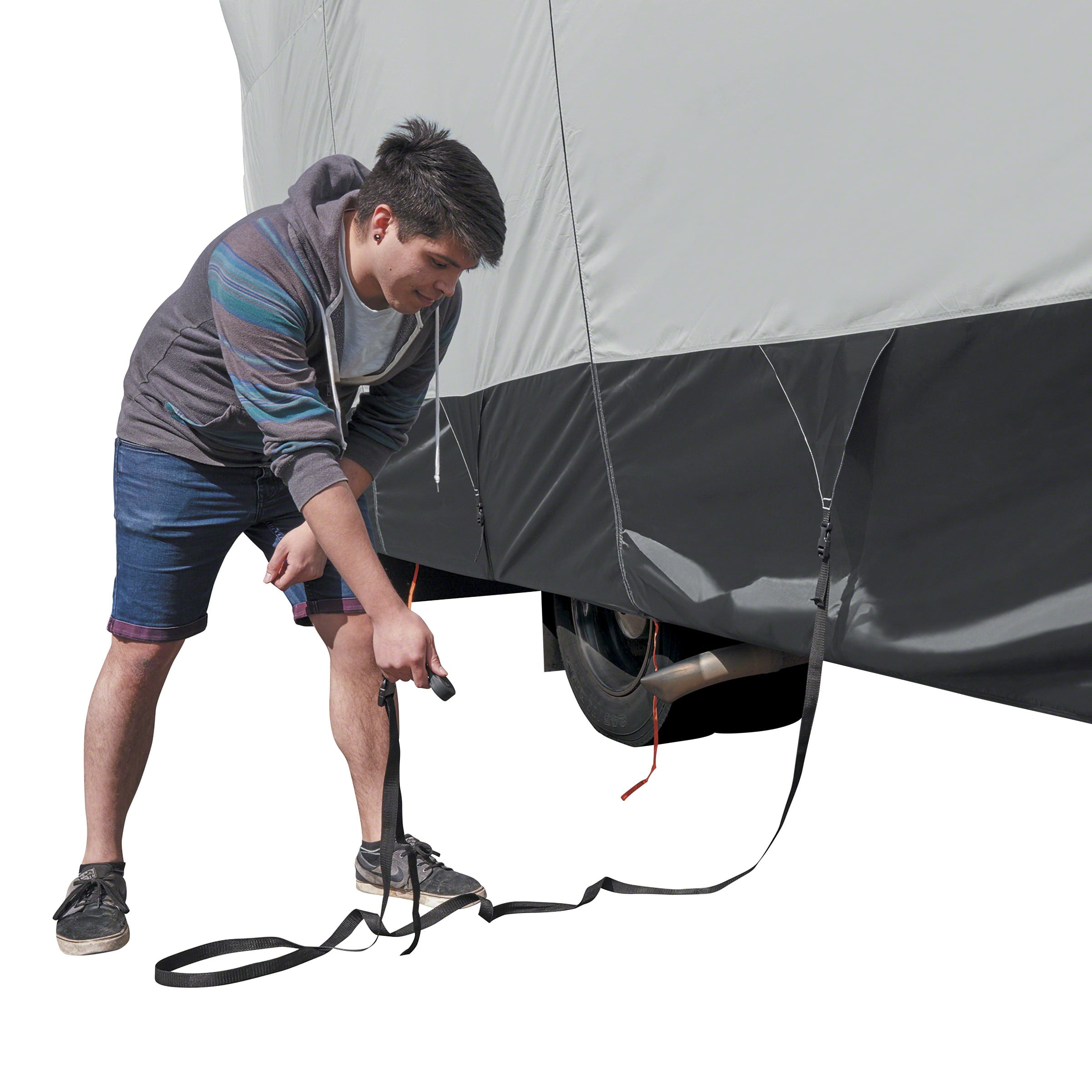 Classic Accessories Over Drive SkyShield Deluxe Water-Repellent Travel Trailer Cover， Fits 15' - 18'L x 114