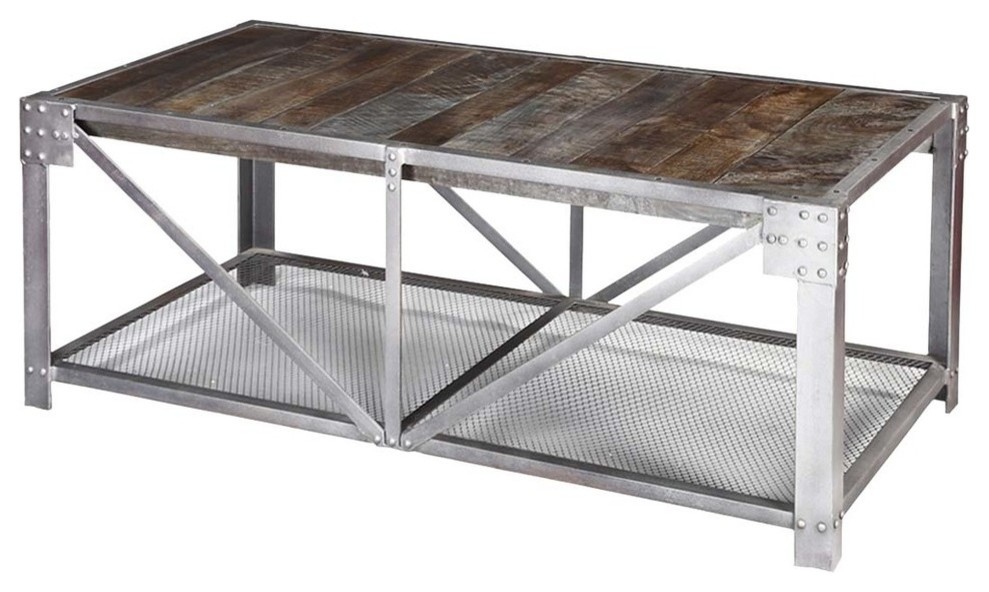 Windsor Mango Wood Industrial Accent Coffee Table with Iron Legs   Industrial   Coffee Tables   by Sierra Living Concepts Inc  Houzz