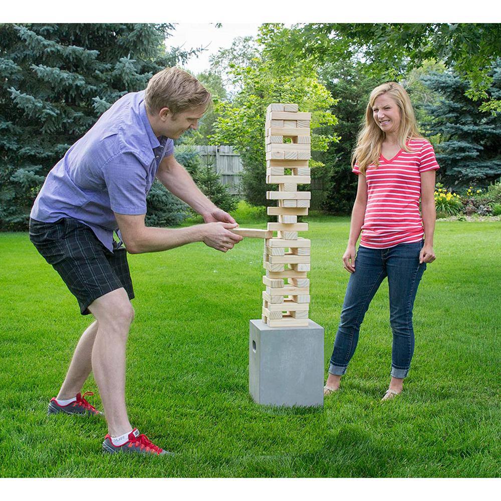 YARD GAMES Large Tumbling Timbers Wood Stacking Game with 56 Premium Pine Blocks TIMBERS-003