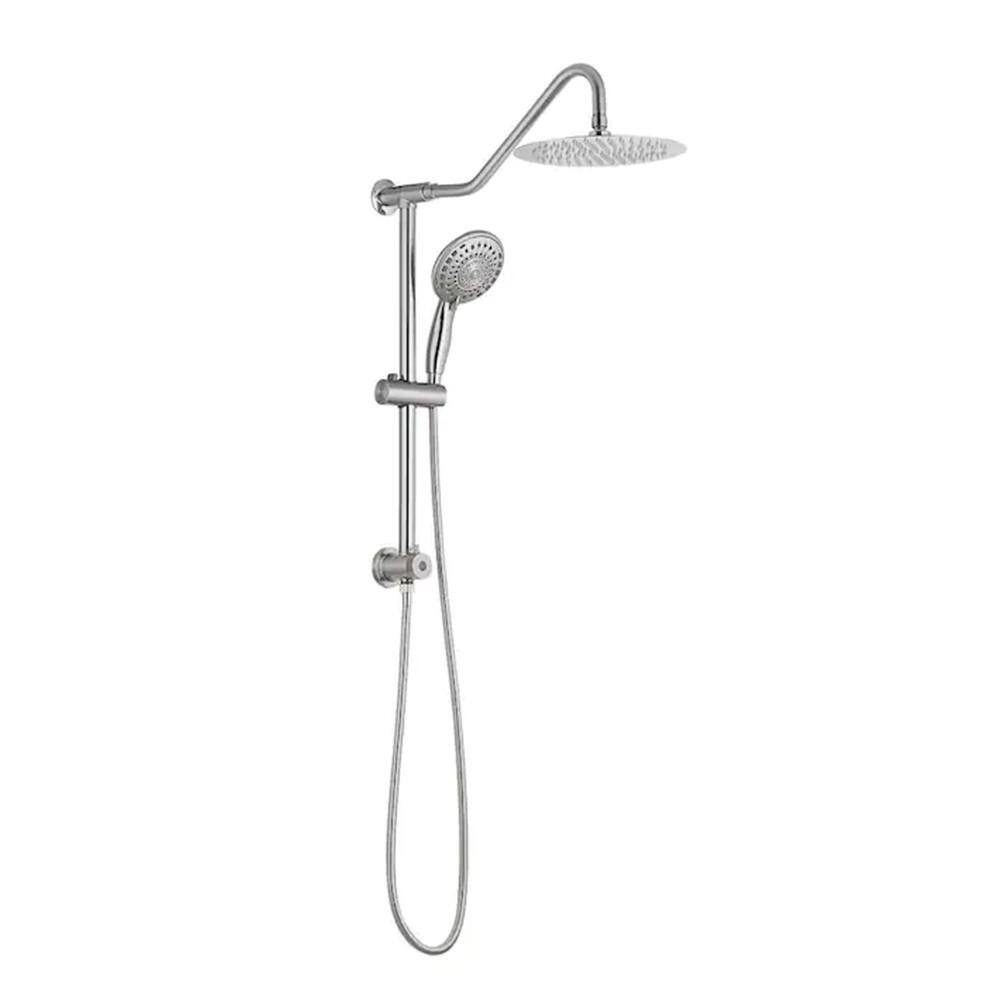 Magic Home 5-Spray Patterns with 2.5 GPM 10 in. Wall Mounted Hand Shower Dual Shower Heads in Chrome SL-H-LS0002C