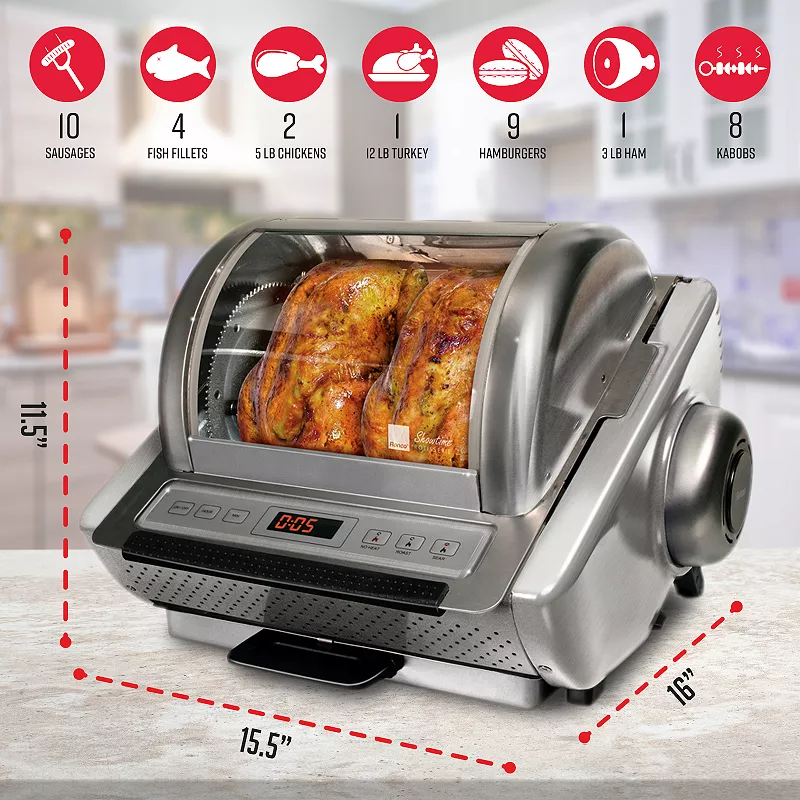 Ronco Ez-store Rotisserie Oven， Large Capacity (15lbs) Countertop Oven