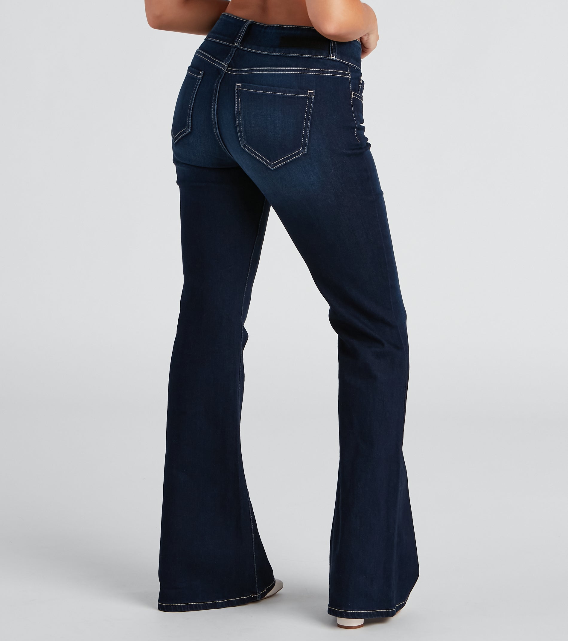 Drop It Low Mid Rise Flare Denim Jeans