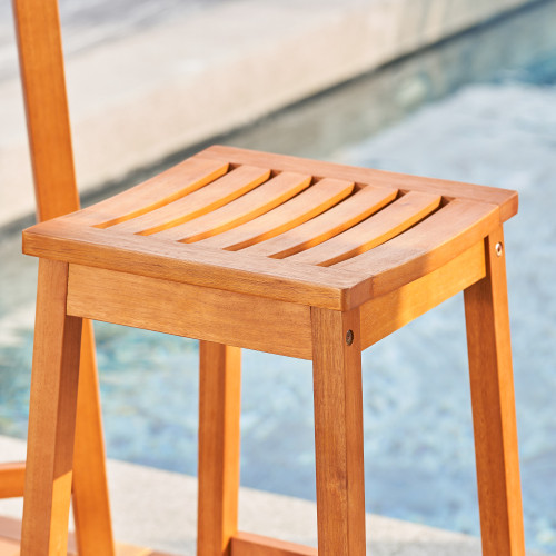 Olina Honey Eucalyptus Wooden Outdoor Dining Stool...