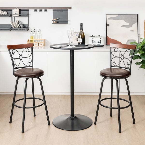 Costway Set of 2 24/30 Inch Adjustable Swivel Barstools Metal Dining