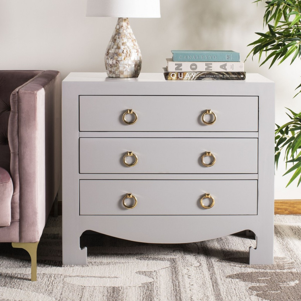 Elle 3 Drawer Chest Gray/ Gold   Modern   Accent Chests And Cabinets   by Virgil Stanis Design  Houzz