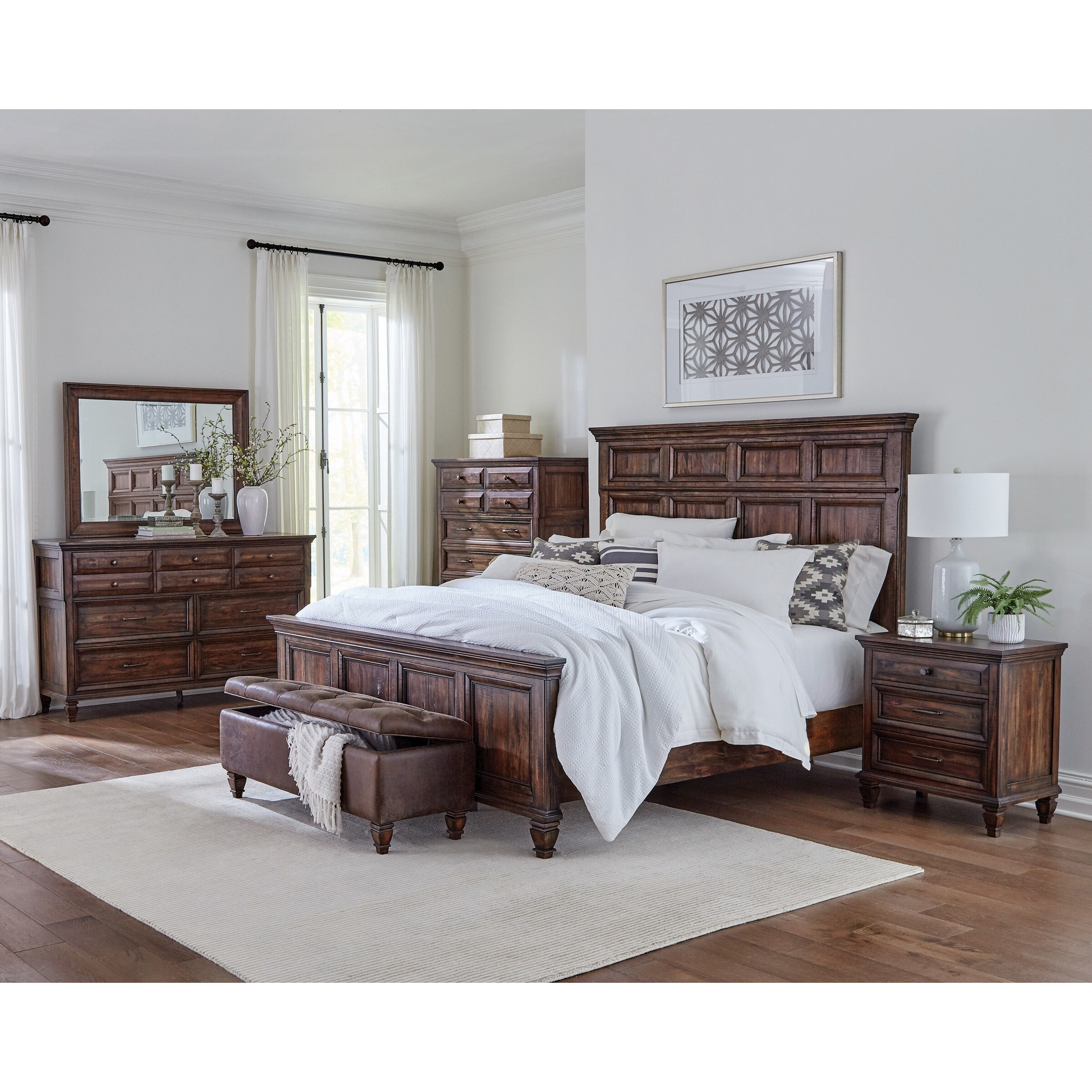 Serra Weathered Burnished Brown 2-piece Bedroom Set with Nightstand. - - 35068083