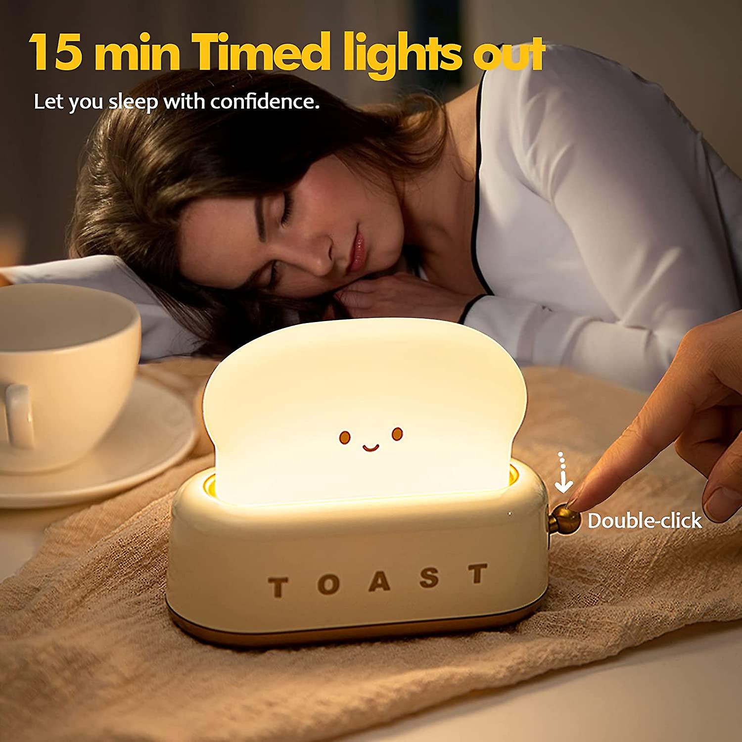 Small Table Lamp， Cute Toast Bread Led Bedroom Nightstand Light With Timer And Rechargeable， Cool Birthday Gift For Baby Kids Children Girls Boys. Apr