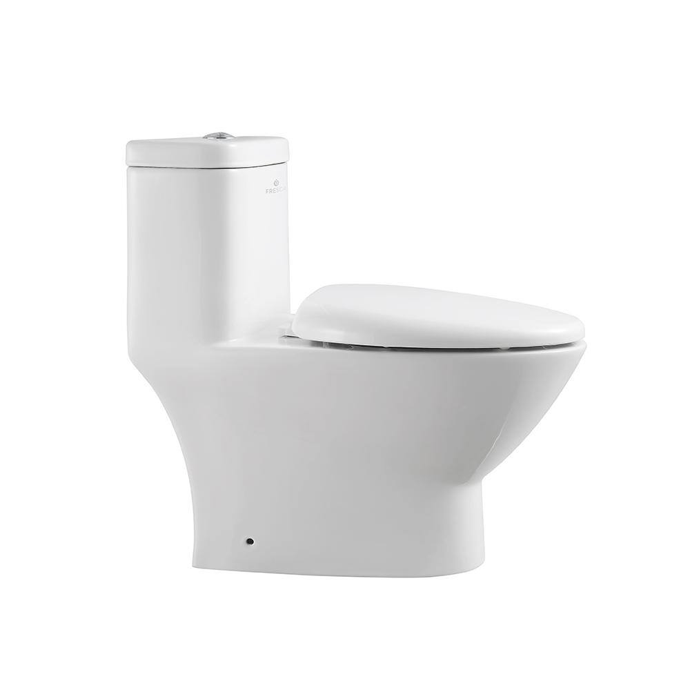 Fresca Serena 1-piece 0.8  1.6 GPF Dual Flush Elongated Toilet in White FTL2346