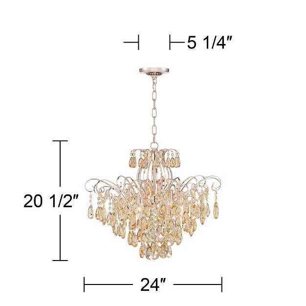 Wide French Crystal 6 light Fixture For Dining Room House Kitchen Island Entryway Bedroom