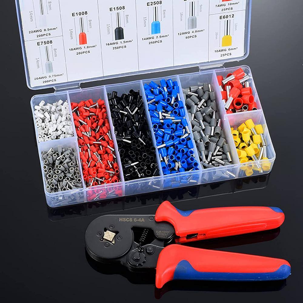 NEWHOUSE ELECTRIC Ferrule Crimping Tool Kit with Wire Crimper 1200pcs Terminal End Connectors 9 in. FTK1200