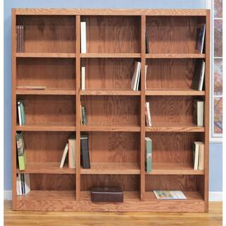 Concepts In Wood 72 in. Dry Oak Wood 15-shelf Standard Bookcase with Adjustable Shelves MI7272-D