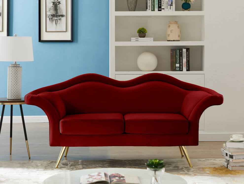 Lips Velvet Upholstered Chair   Midcentury   Loveseats   by Meridian Furniture  Houzz