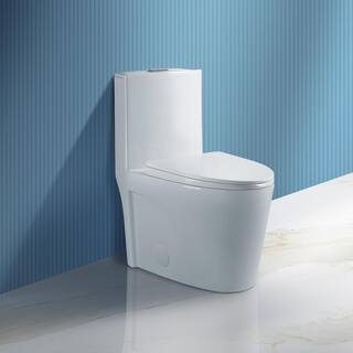 SJ STARJANE Arlon 1-Piece 1.1 GPF1.6 GPF Dual Flush Elongated Toilet in Glossy White T01-W