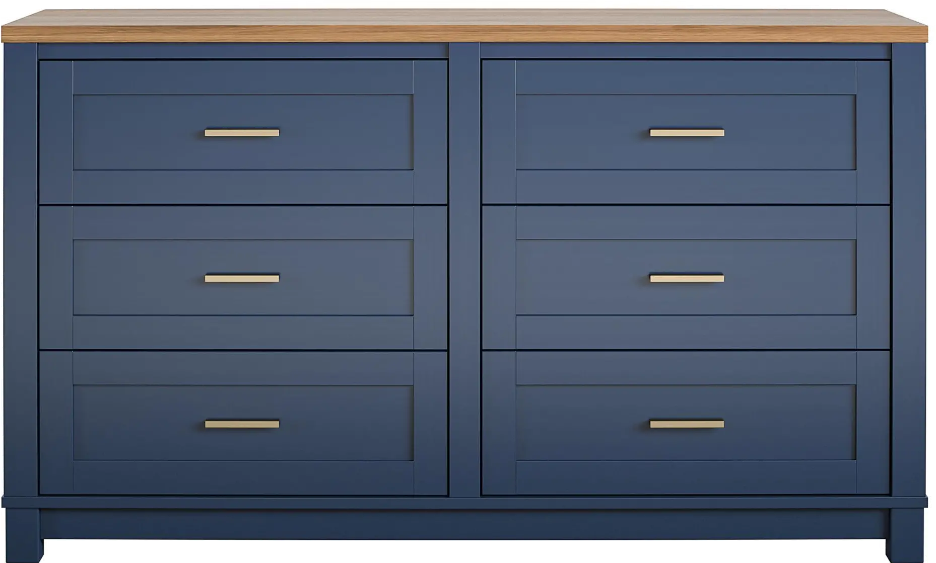 Armada Navy 6 Drawer Wide Dresser with Walnut top