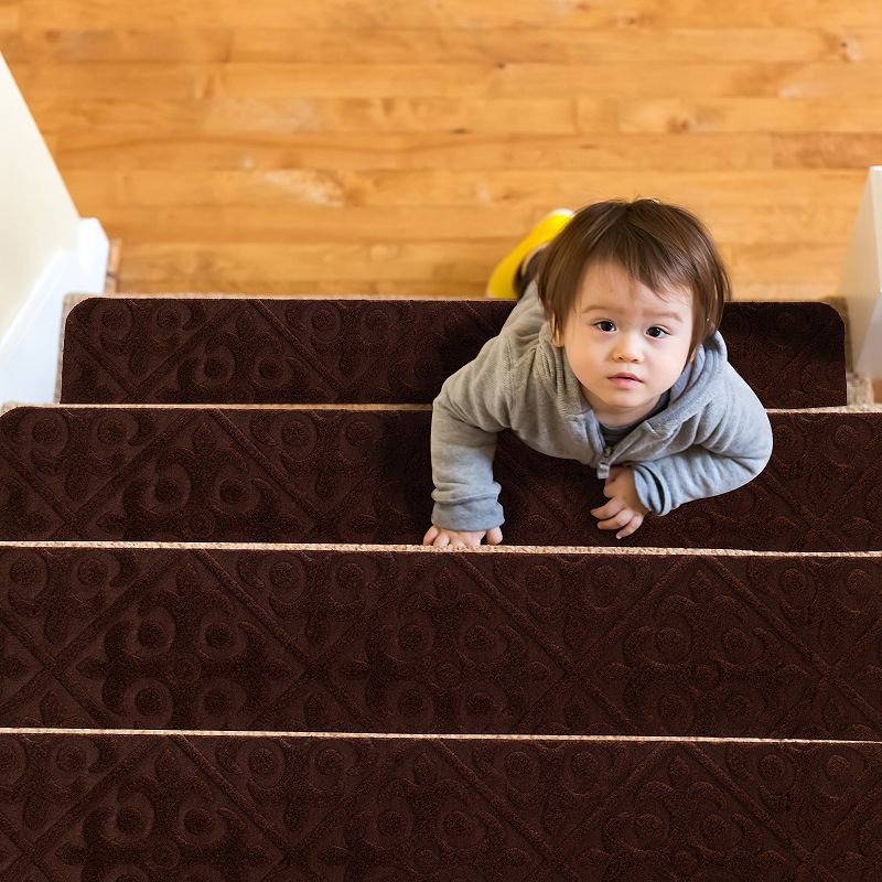 15 Pcs Indoor Non-Slip Stair Carpet Mats for Wooden Steps