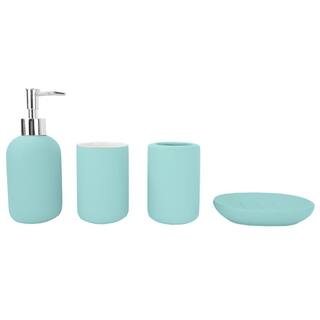 Home Basics 4-Piece Mason Jar Bath Accessory Set in Mint Green HDC51460