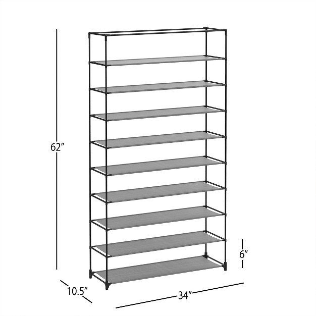 Hastings Home Freestanding Tiered Shoe Rack With Dust Cover Black