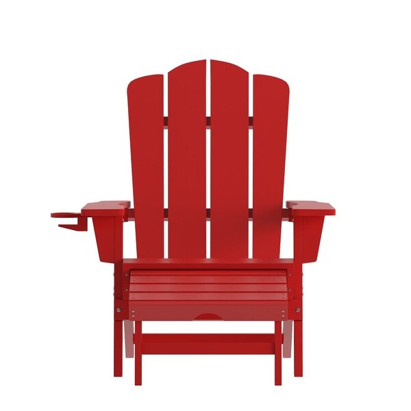 Commercial AllWeather Adirondack Chair with Pullout Ottoman and Cupholder