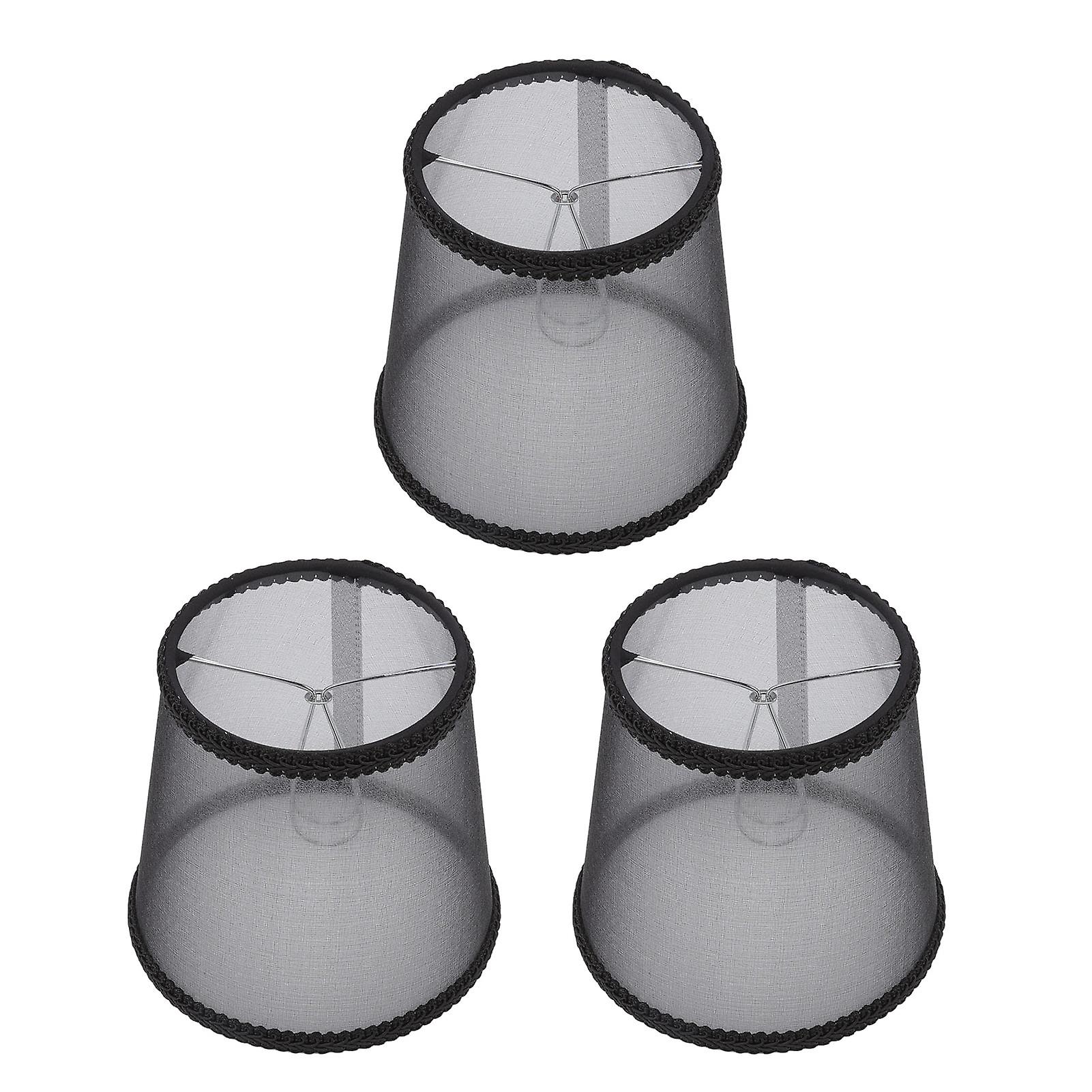 3pcs Lamp Shade Modern Style Black Transparent Fabric Lampshade E14 Lamp Shade Bedroom Bedside Decoration