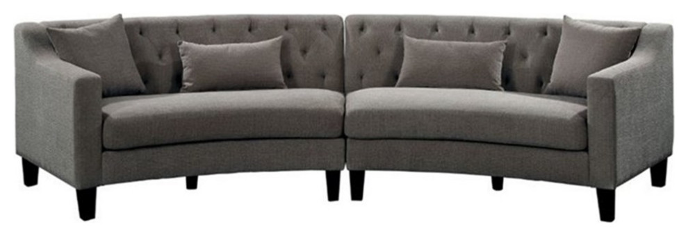 Bowery Hill Contemporary Soft Linen Fabric Sectional in Warm Gray   Transitional   Sectional Sofas   by Homesquare  Houzz